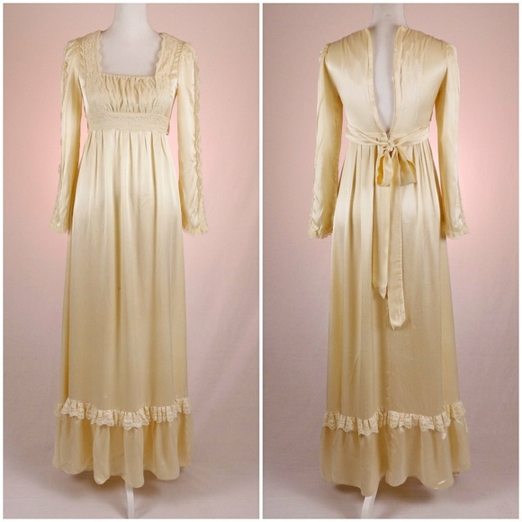 Gunne Sax by Jessica McClintock Dresses & Skirts - VTG 70s GUNNE SAX Satin Prairie Gown Wedding S